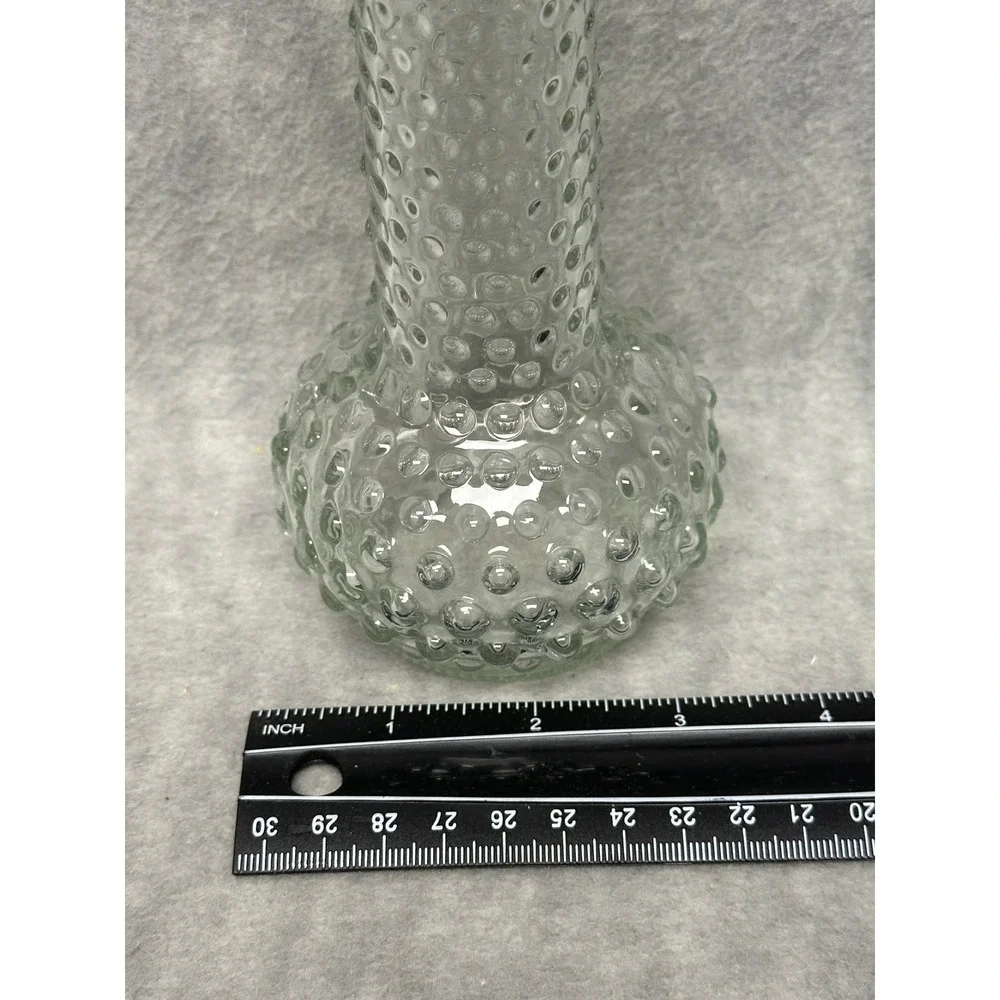 Bud Vase‎ Clear Hobnail Textured Glass Vintage Style 8 Inch